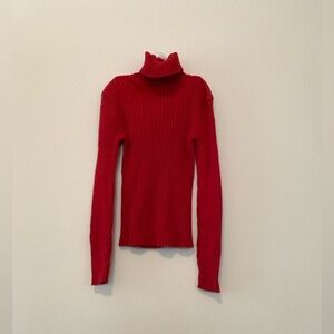 Red Ribbed Turtleneck